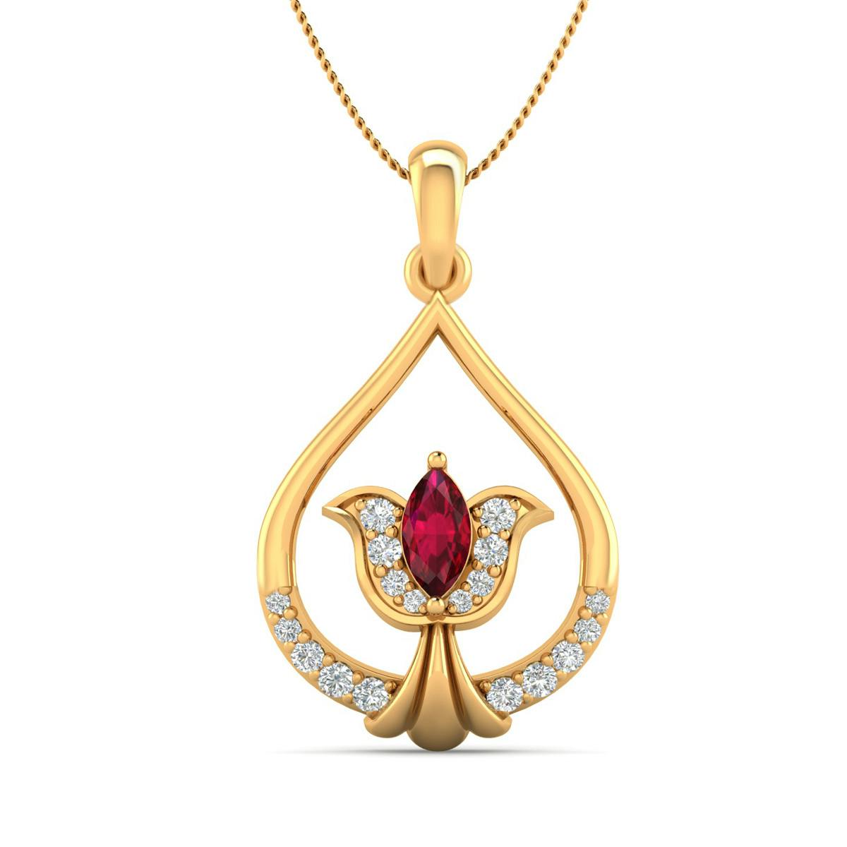 Red Florette diamond pendant