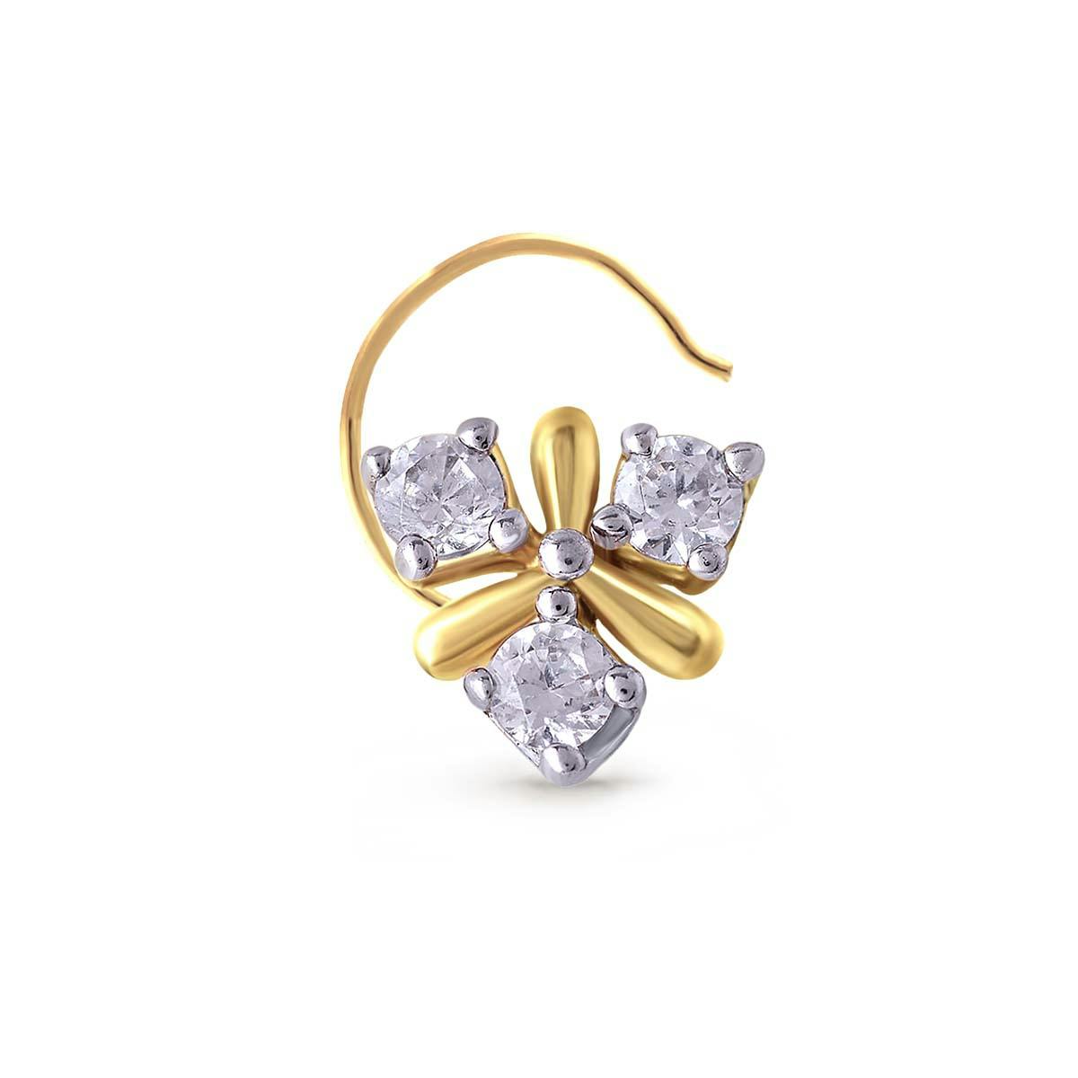 Enchanting Caduceus diamond nose pin